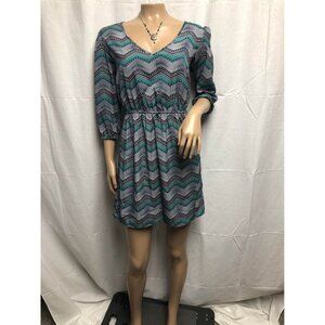 BeBop Mini Dress Womens Size Small Navy Teal V Neck Lightweight Casual Travel